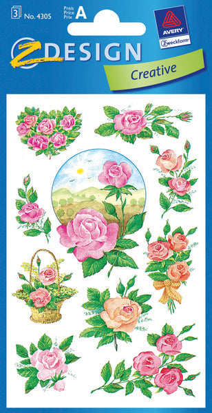 Avery av-4305 papieretiket z-design creatief pakket a 3 vel rozen