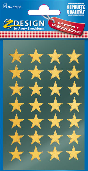 Avery Avery AV-52800 Etiket Z-design Kerstpakje A 2 Vel Gouden Sterren