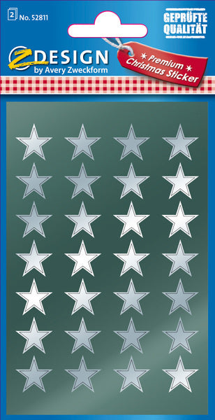Avery av-52811 etiket z-design kerstpakket a 2 vel zilveren sterren