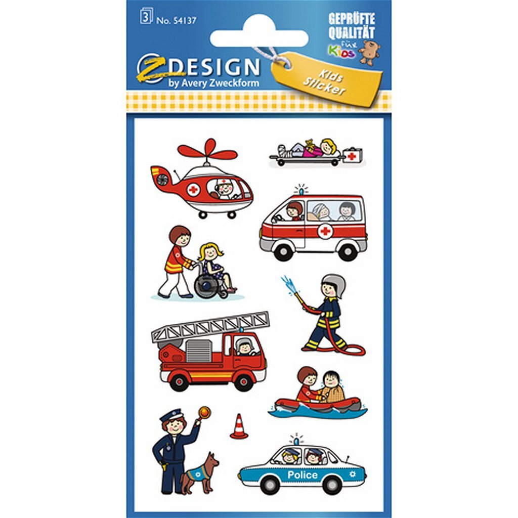 Avery av-54137 z-design kinderstickers hulpdiensten 3 vel