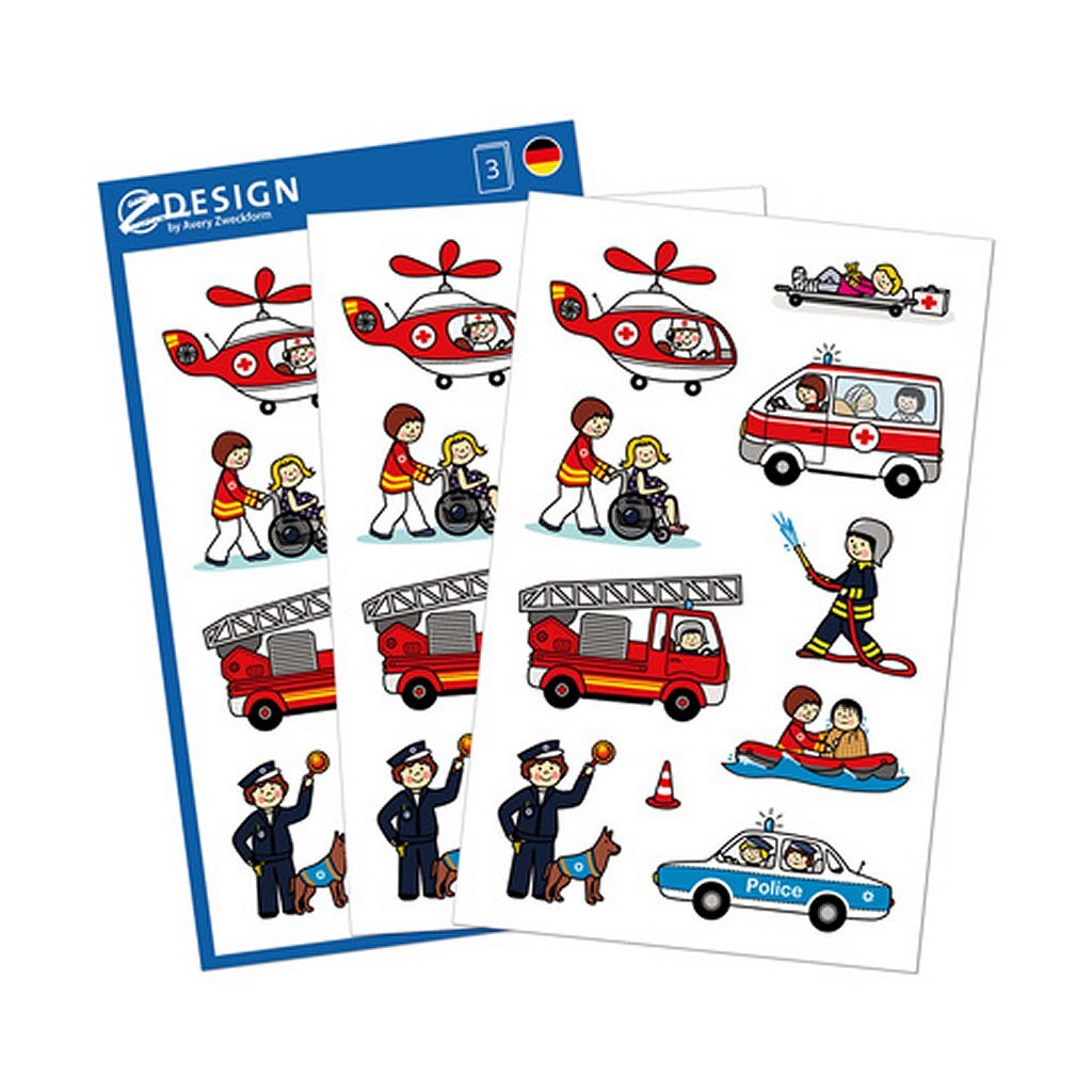 Avery av-54137 z-design kinderstickers hulpdiensten 3 vel