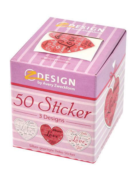 Avery av-56813 decostickerdoos harten 3 designs