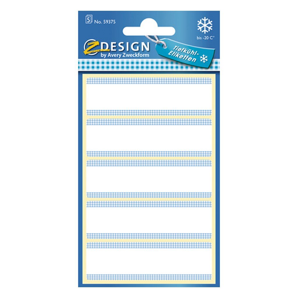 Avery av-59375 z-design diepvriesetiketten 76x22 mm 25 stuks wit blauw