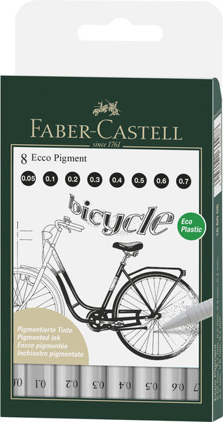 Faber-castell faber castell fc-166008 tekenpen fc ecco pigment 8st. lijn breedtes 0.05 - 0.7 mm