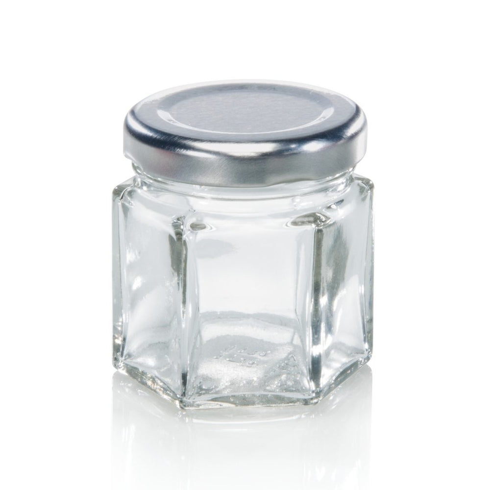 Leifheit 3208 jampot zeshoekig 47 ml glas zilver