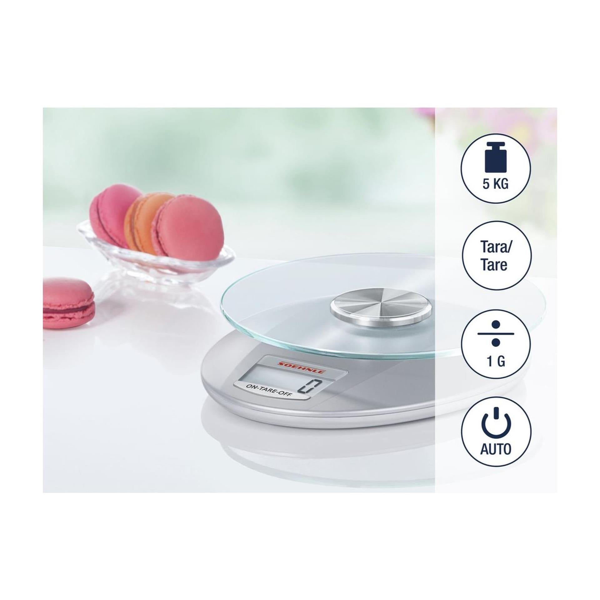 Leifheit soehnle keukenweegschaal roma - digitaal - 1 gram nauwkeurig - tot 5 kg - zilver