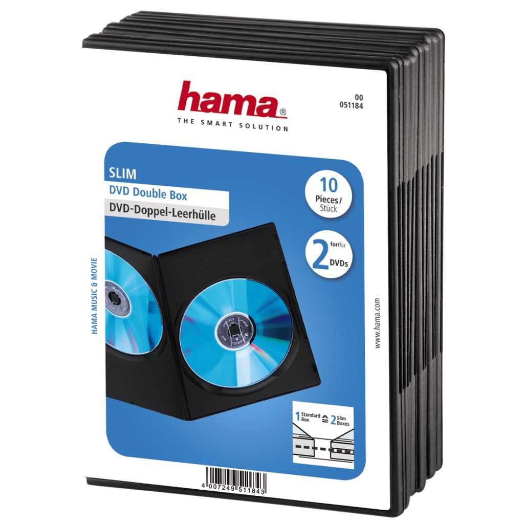 Hama dvd slimbox dubbel zwart 10 stuks