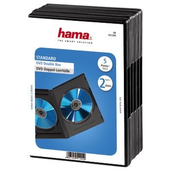 Hama dvd dubbele box zwart 5pak