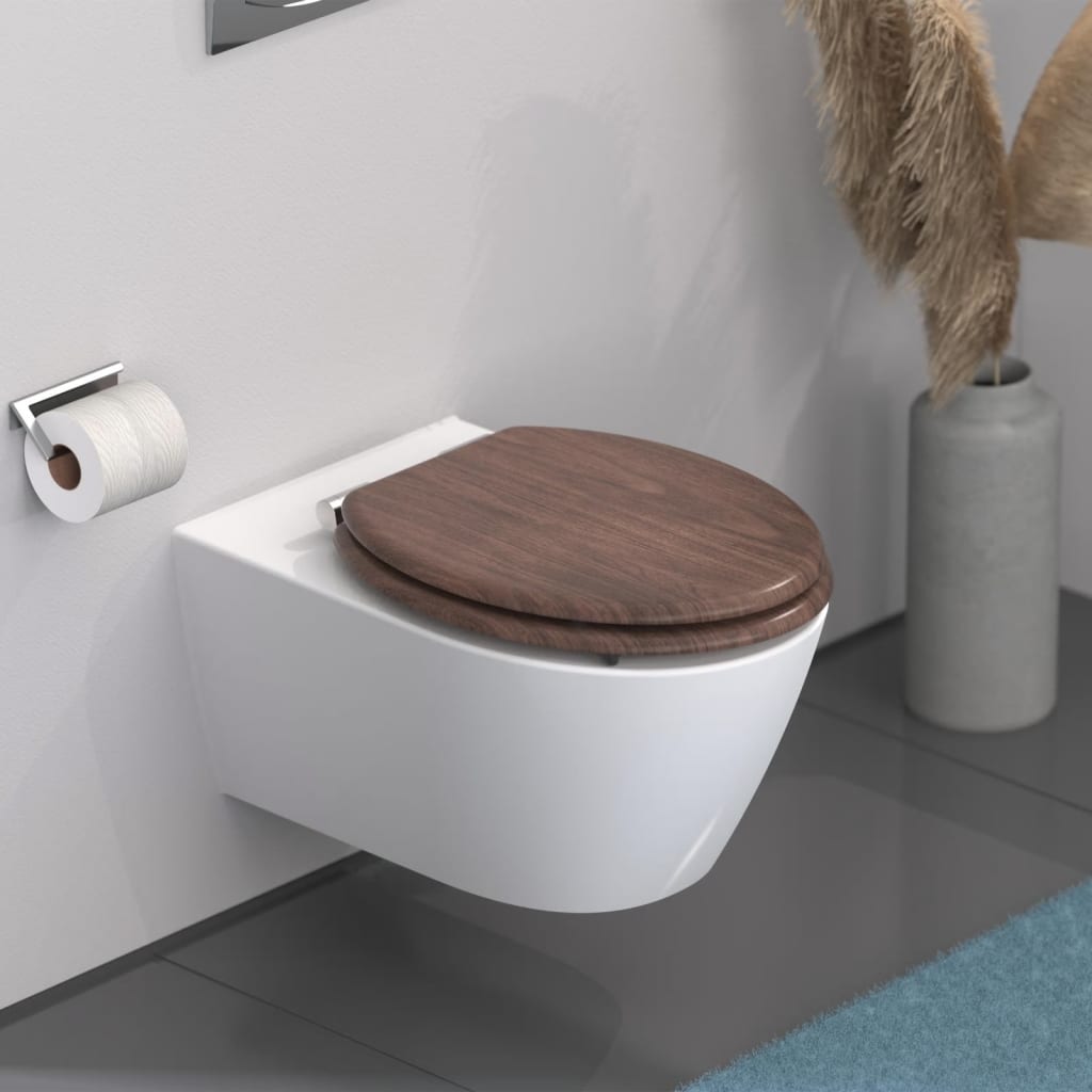 SCHÜTTE SCHÜTTE Toiletbril softclose DONKER HOUT MDF