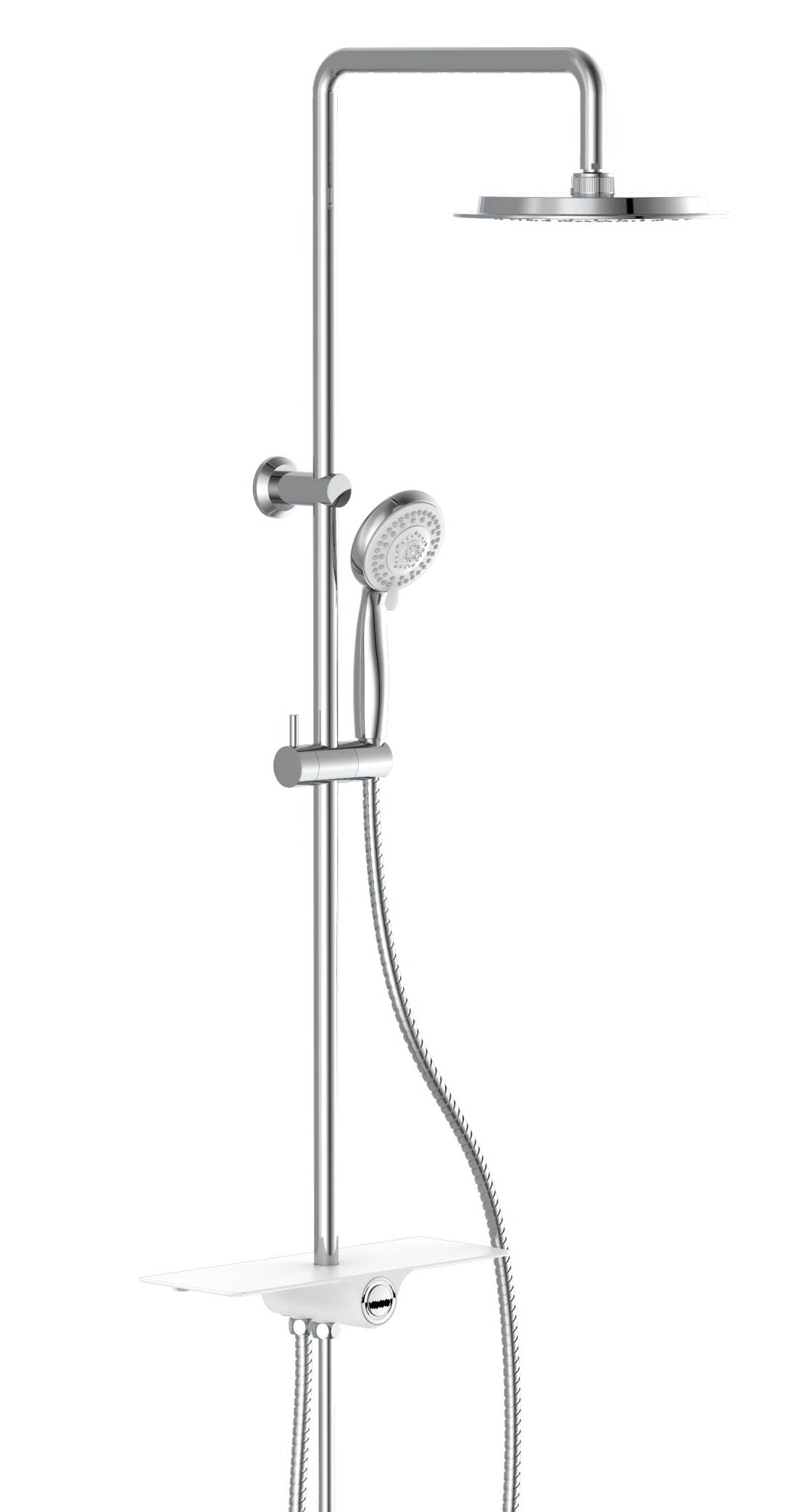 Schutte aquastar hoofddouche set met planchet | chroom-wit 60500