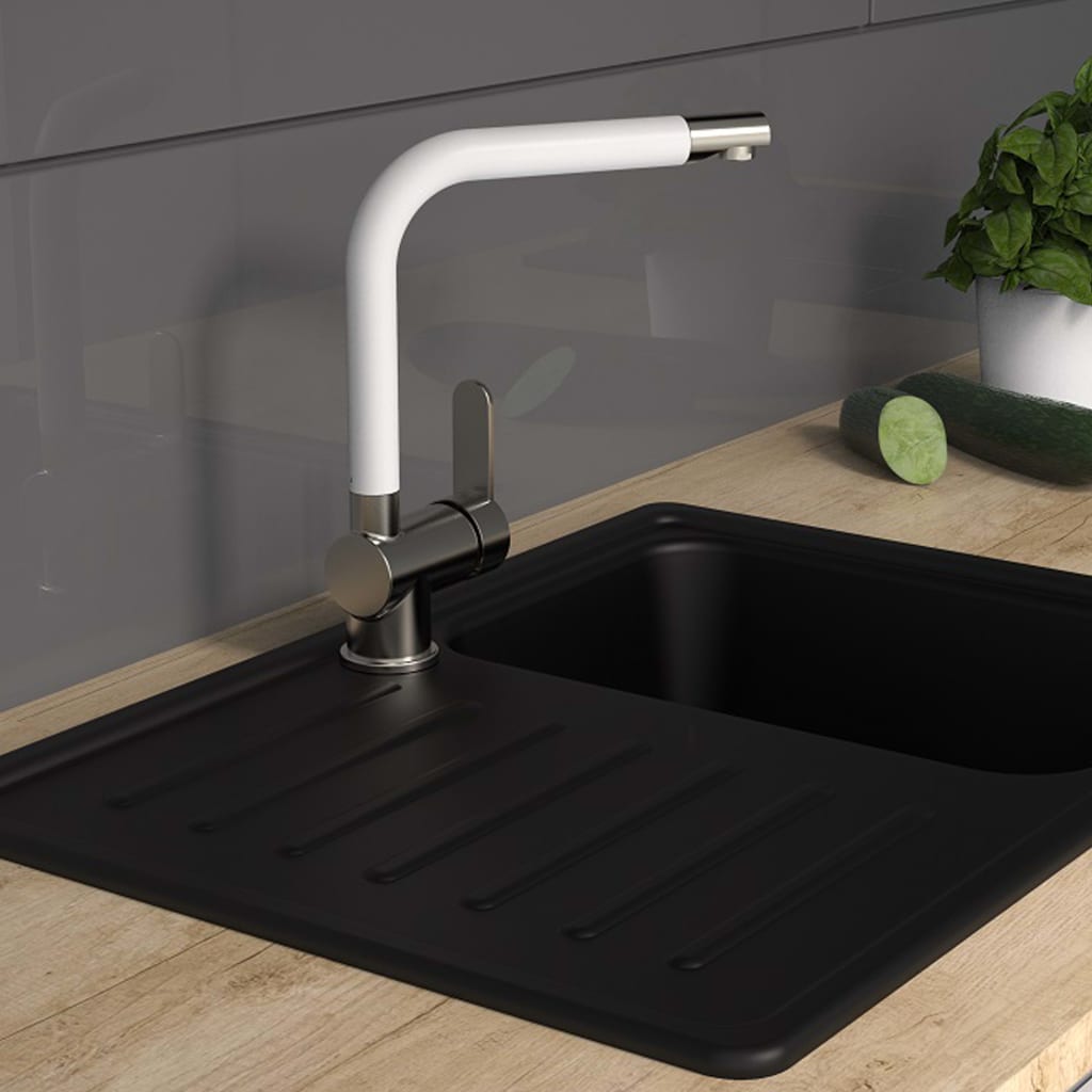 Schütte eenknopsmengkraan met hoge uitloop rio roestvrij staal matwit