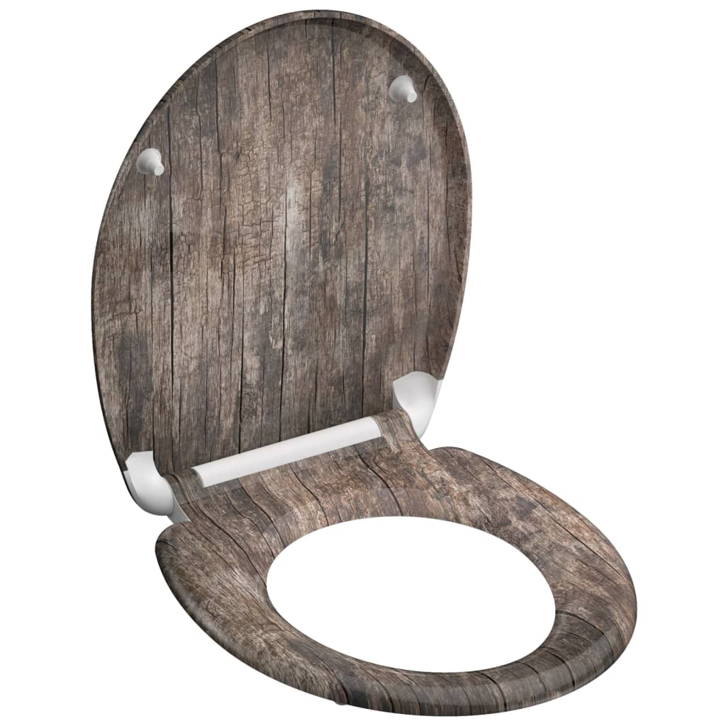 Schütte toiletbril met softclose oud hout duroplast met print