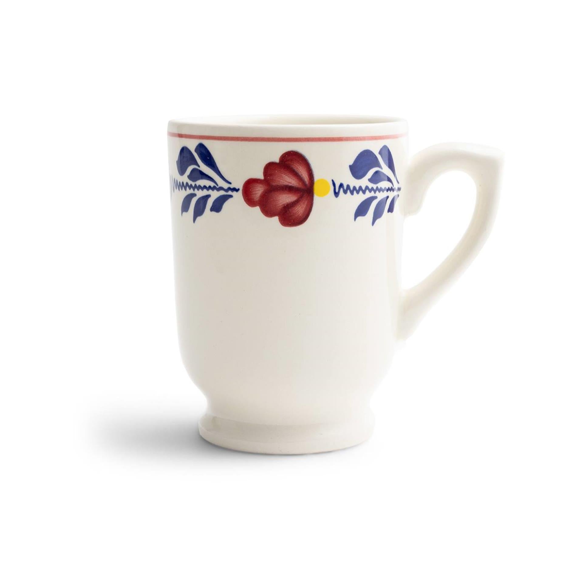 Boerenbont beker op voet mazagran doos a 6 stuks 330ml aardewerk