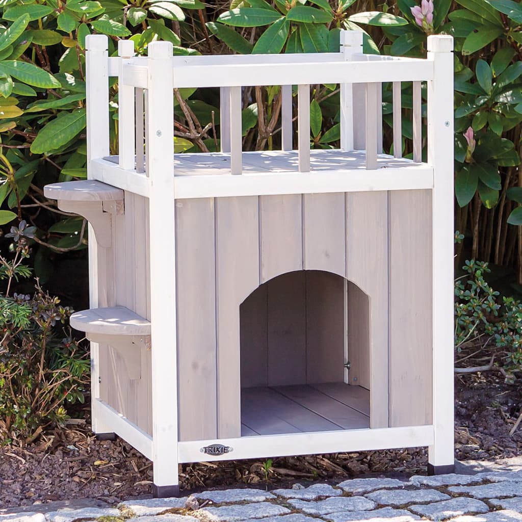 TRIXIE Kattenhuis kattenhuis met balkon grijs wit