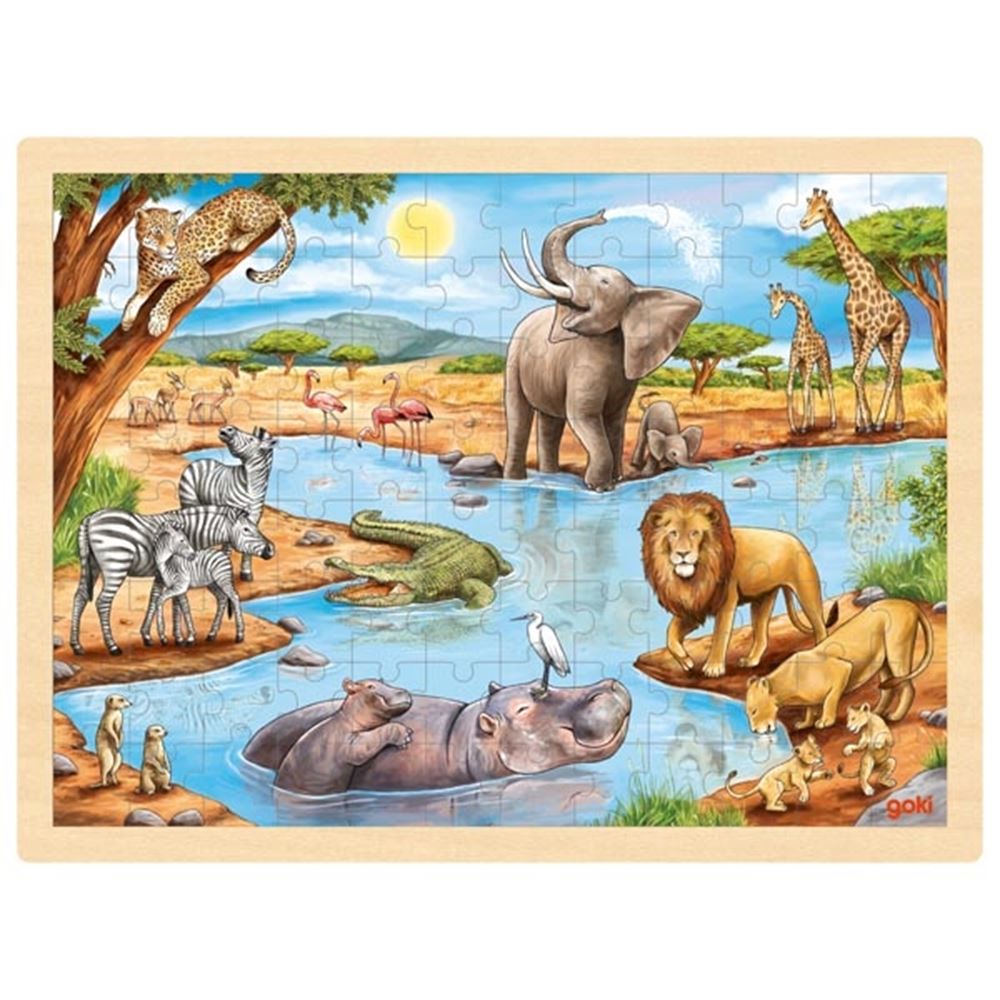 Goki houten legpuzzel afrikaanse savanne, 96st.