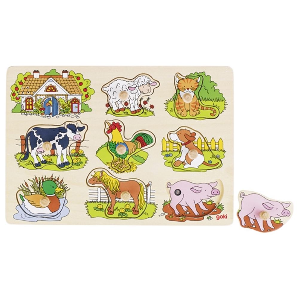 Goki noppenpuzzel boerderijdieren met geluid