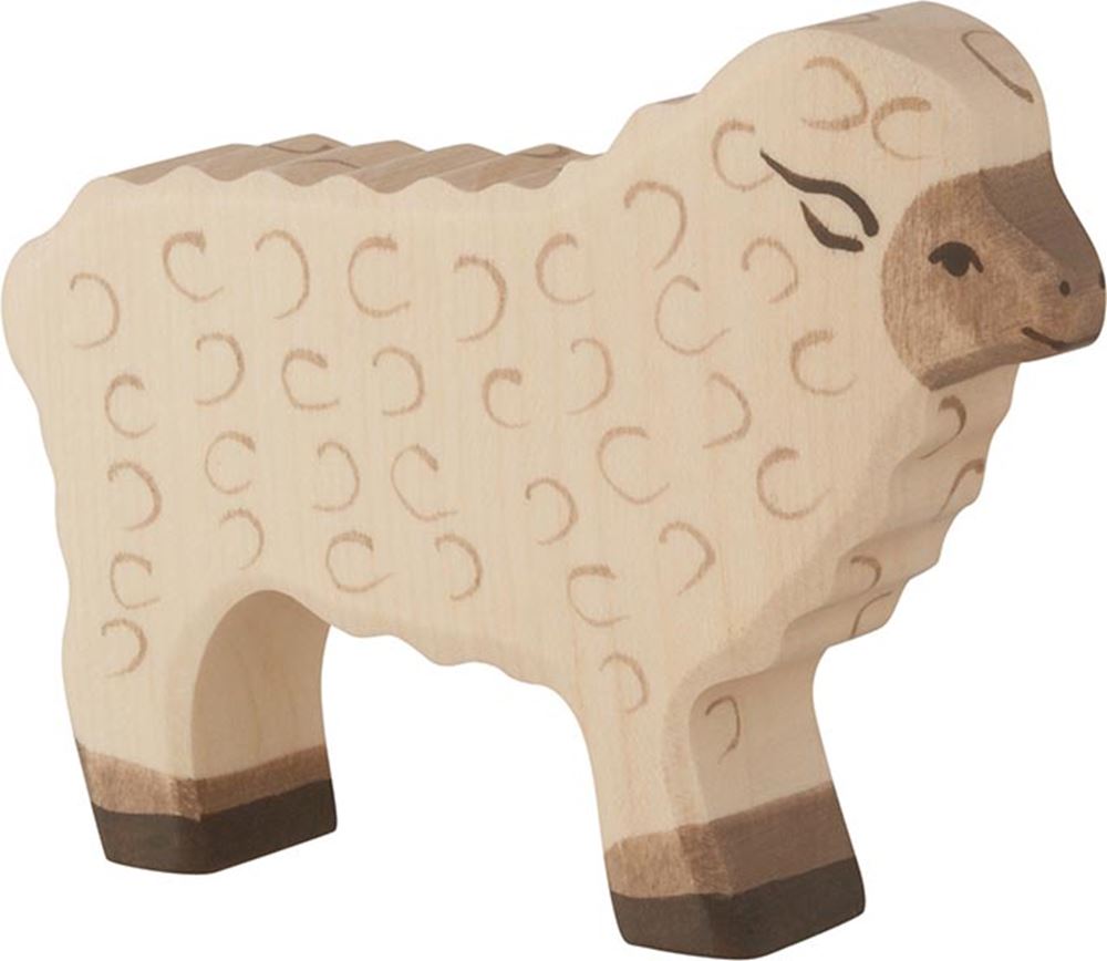 Holztiger schaap, staand. 11 cm.