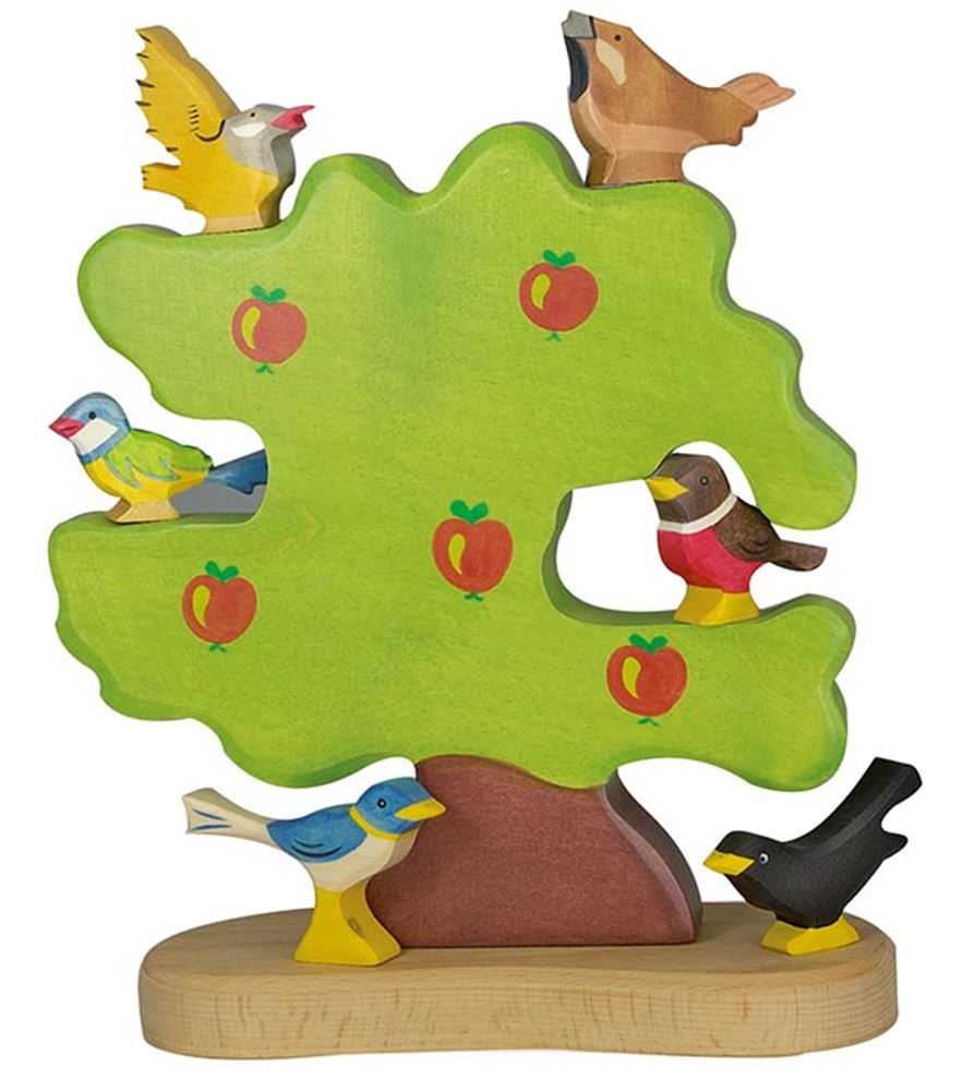 Holztiger appelboom voor vogels. 20 cm.