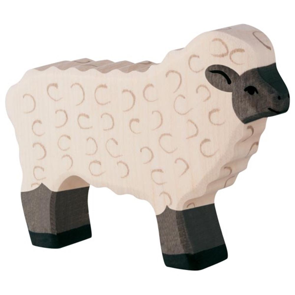 Holztiger schaap. 11x2,2x8,3 cm. 3+