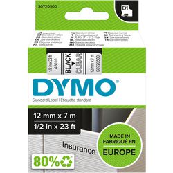 Dymo tapes d1 polyester 12mmx7m zwart-transparant glanzend