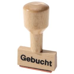 Tekst stempel amos geb hout geboekt