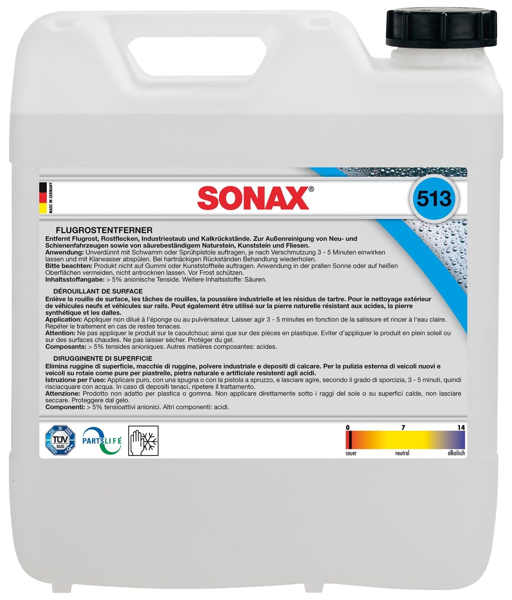 Sonax remover flugrostentferner flash rust remover 10ltr. pl-kanister