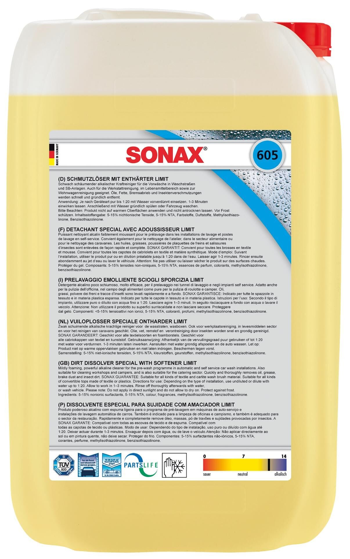 Sonax reiniger schmutzlöser mit enthärter limit dirt loosener m.enthaerte 25 ltr. can