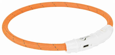 Trixie lichtgevende halsband hond flash usb tpu nylon oranje