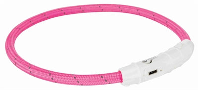 Trixie Halsband hond flitslichthalsband usb tpu nylon roze