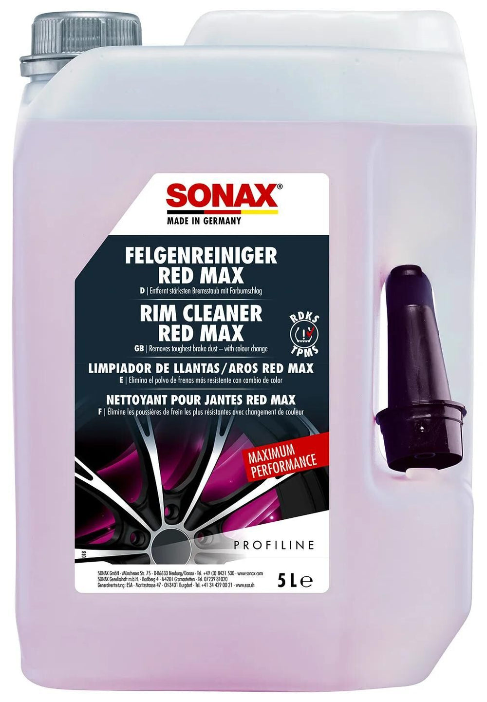 Sonax felgenreiniger red max rim cleaner red max 5 ltr.