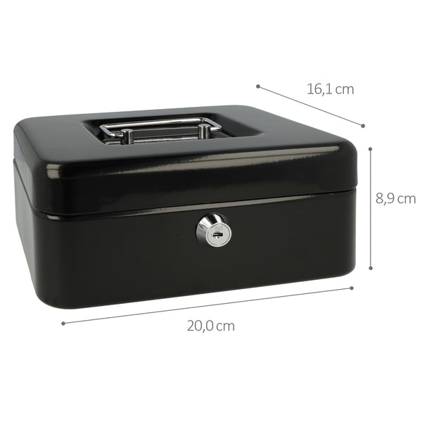 Westcott ac-e51001-zw geldkist 200x161x90mm zwart, kunststof inzet met 3 vakken