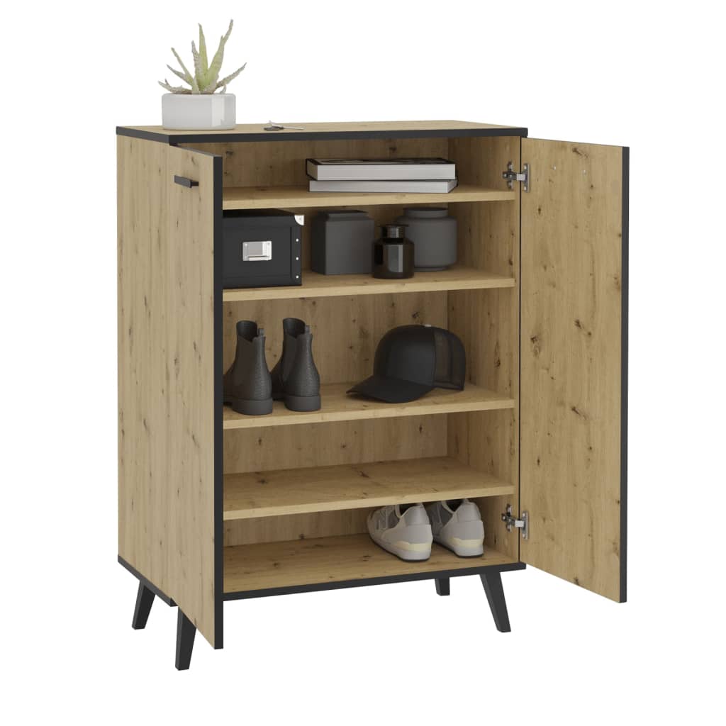 Fmd schoenenkast met 5 vakken 68,5x33x93,5 cm ambachtelijk eiken
