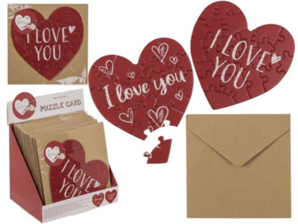 Ootb puzzel wenskaart hart 20 stukjes met envelop