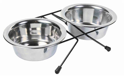 Trixie voer waterbak-set RVS metaal