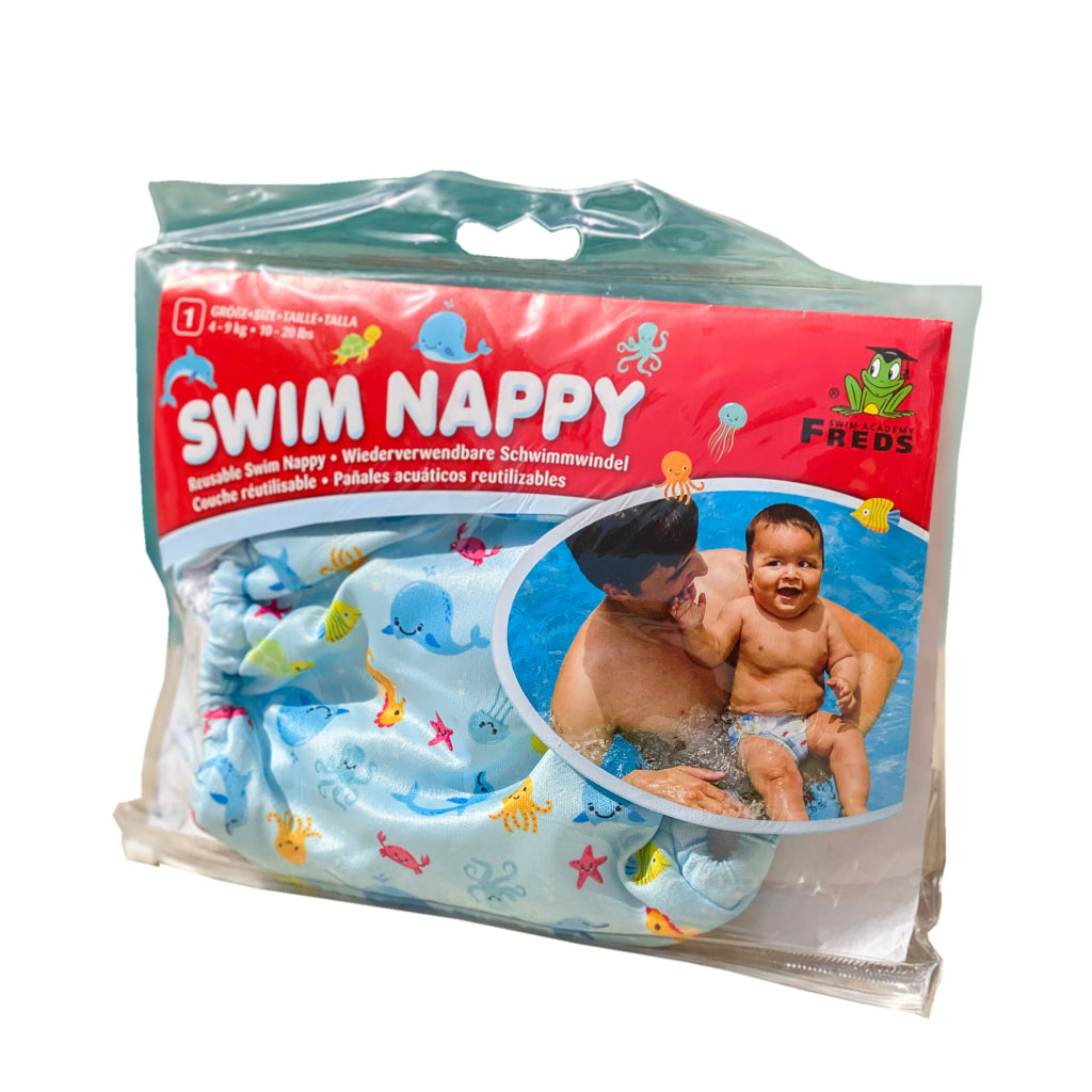 Freds zwemacademie wasbare zwemluier zeedieren maat 1 4-9 kg blauw