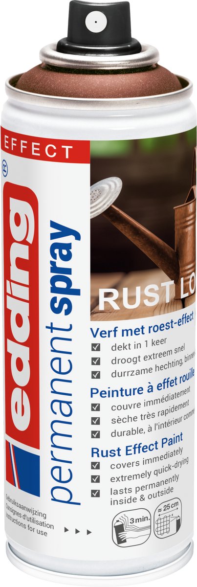 Edding 5200 spuitverf in spuitbus - rust effect mat - 1 stuk - 200 ml verf - direct dekkend – 0,7-1 m2 oppervlak - acrylverf voor het lakken en versieren van glas, metaal, hout, keramiek, kunststof, canvas - permanent spray, verfspray