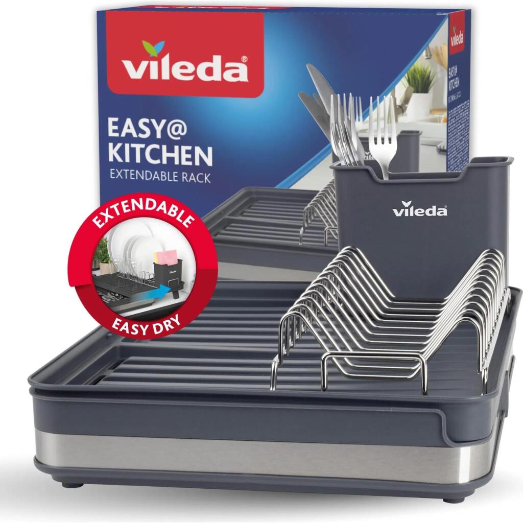 Vileda afdruiprek uittrekbaar 36.5-51.5x30x13.1 cm antraciet zilver