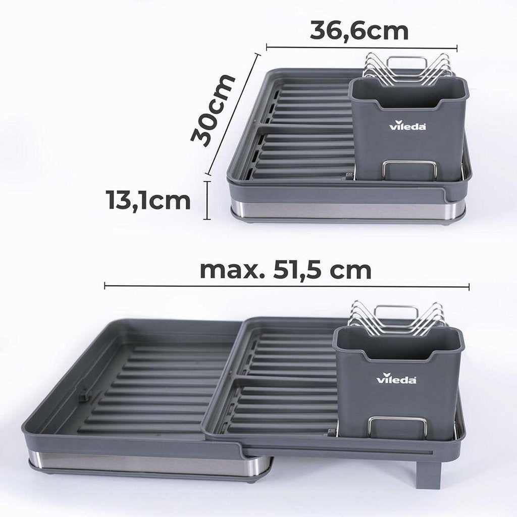 Vileda afdruiprek uittrekbaar 36.5-51.5x30x13.1 cm antraciet zilver