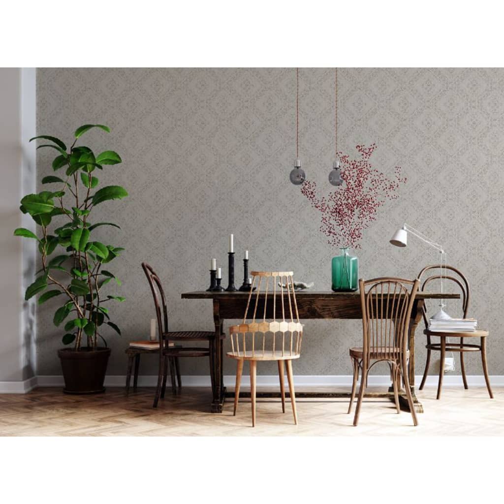 Noordwand behang topchic ton sur ton ruiten metallic beige