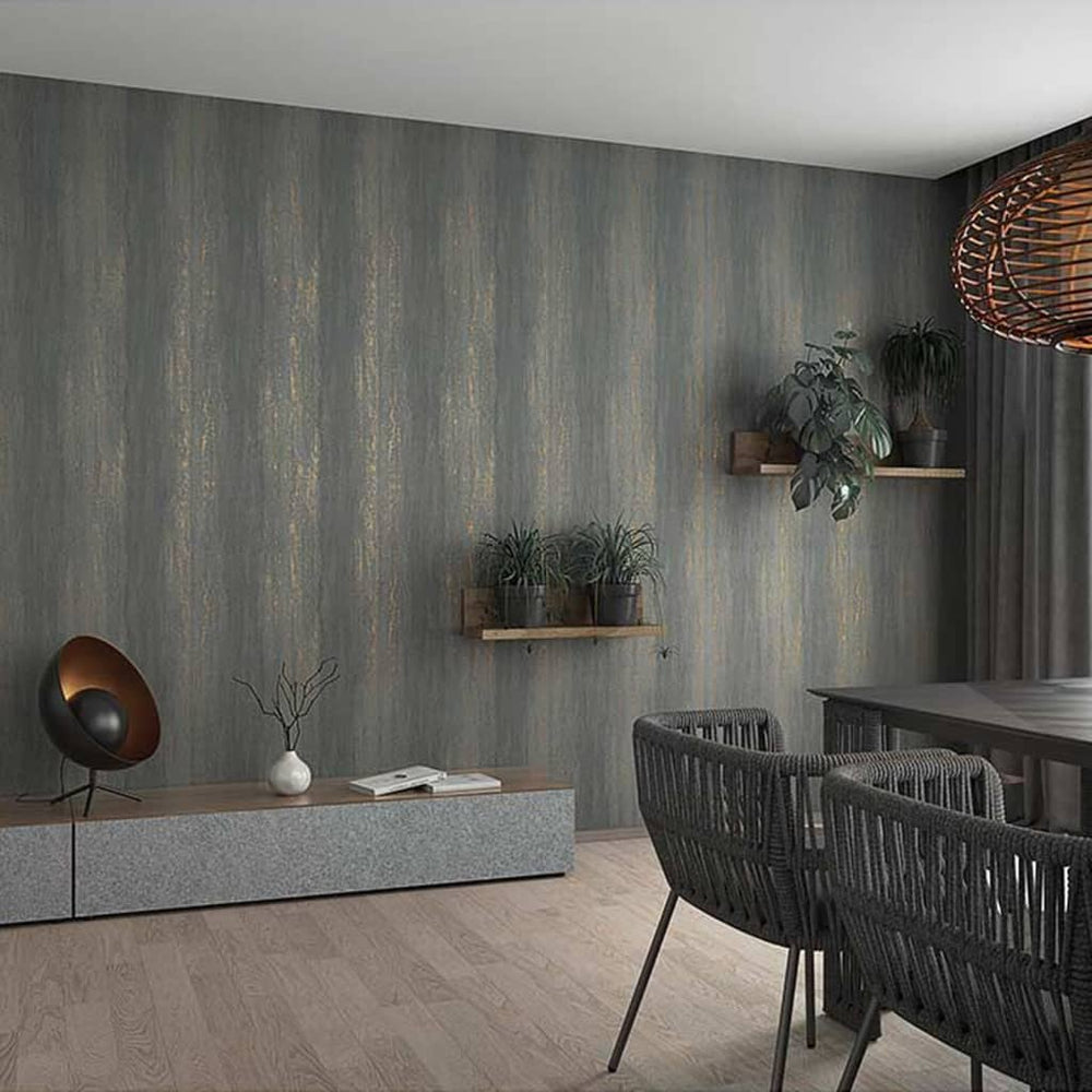Noordwand behang topchic strepeneffect metallic grijs