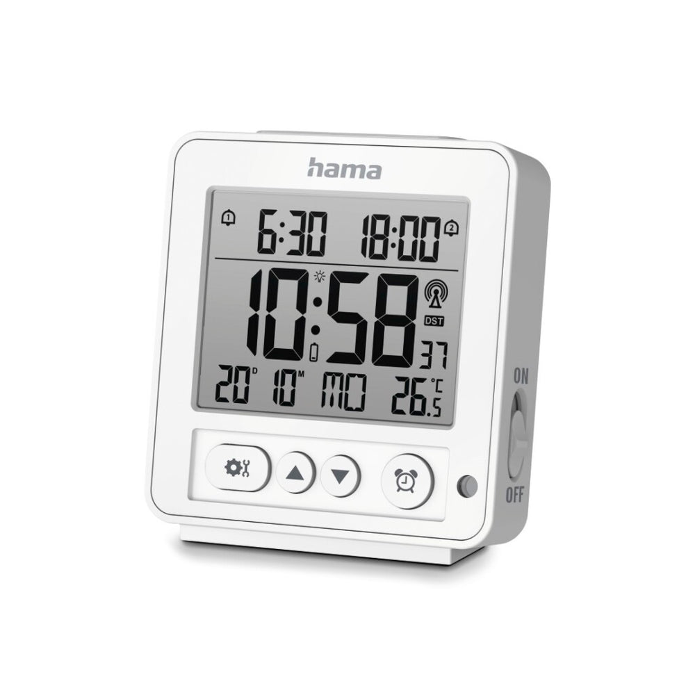 Hama digitale radiogestuurde lcd wekker rhodos wit