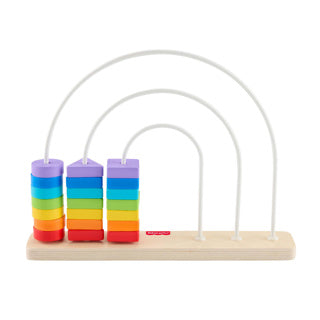 Fisher-price houten telraam regenboog educatief speelgoed.