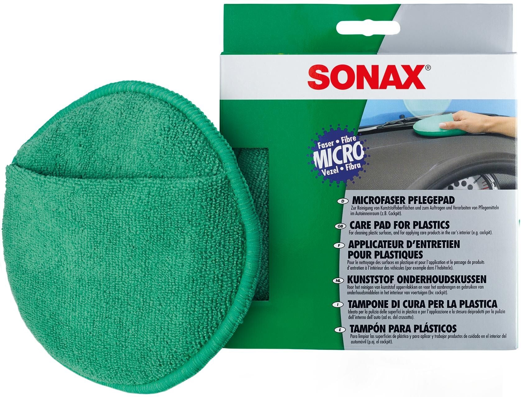 Sonax reinigingsspons microfaserpflegepad plastic care pad 417200