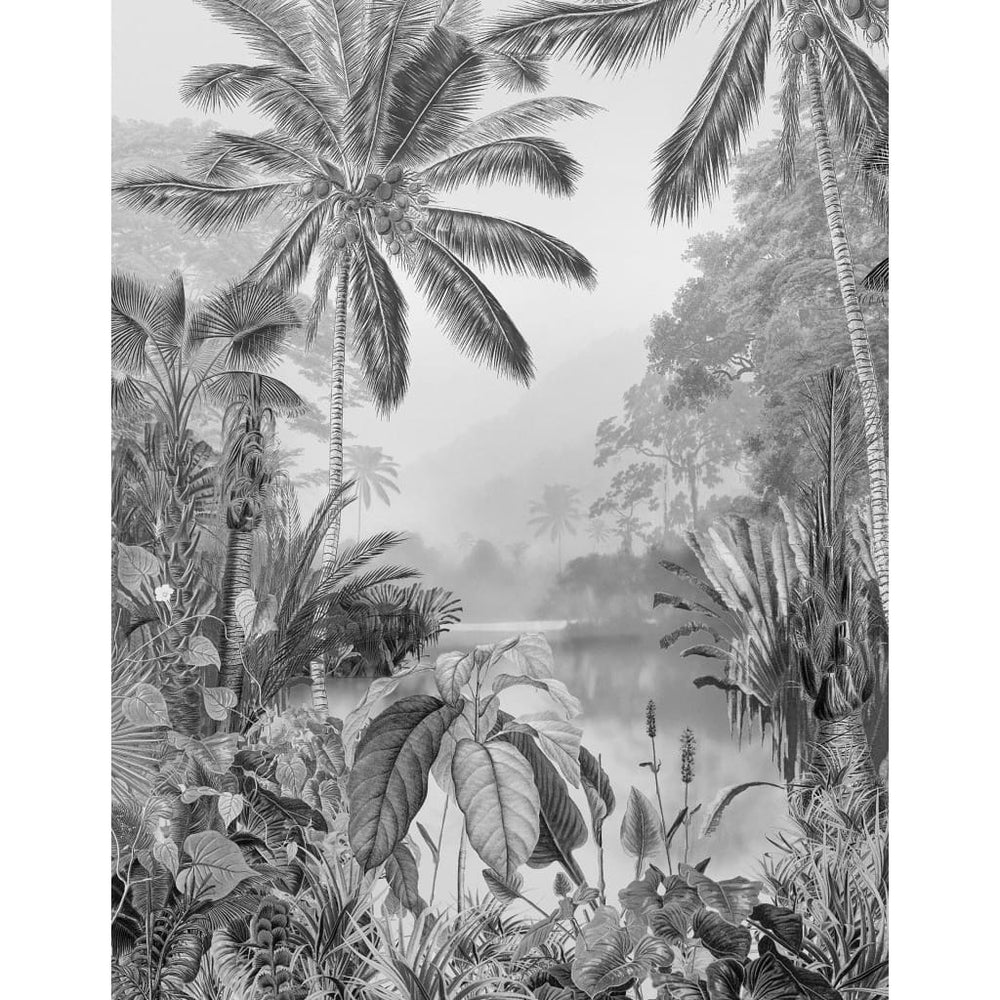 Komar fotobehang lak tropisch zwart wit 200x270 cm