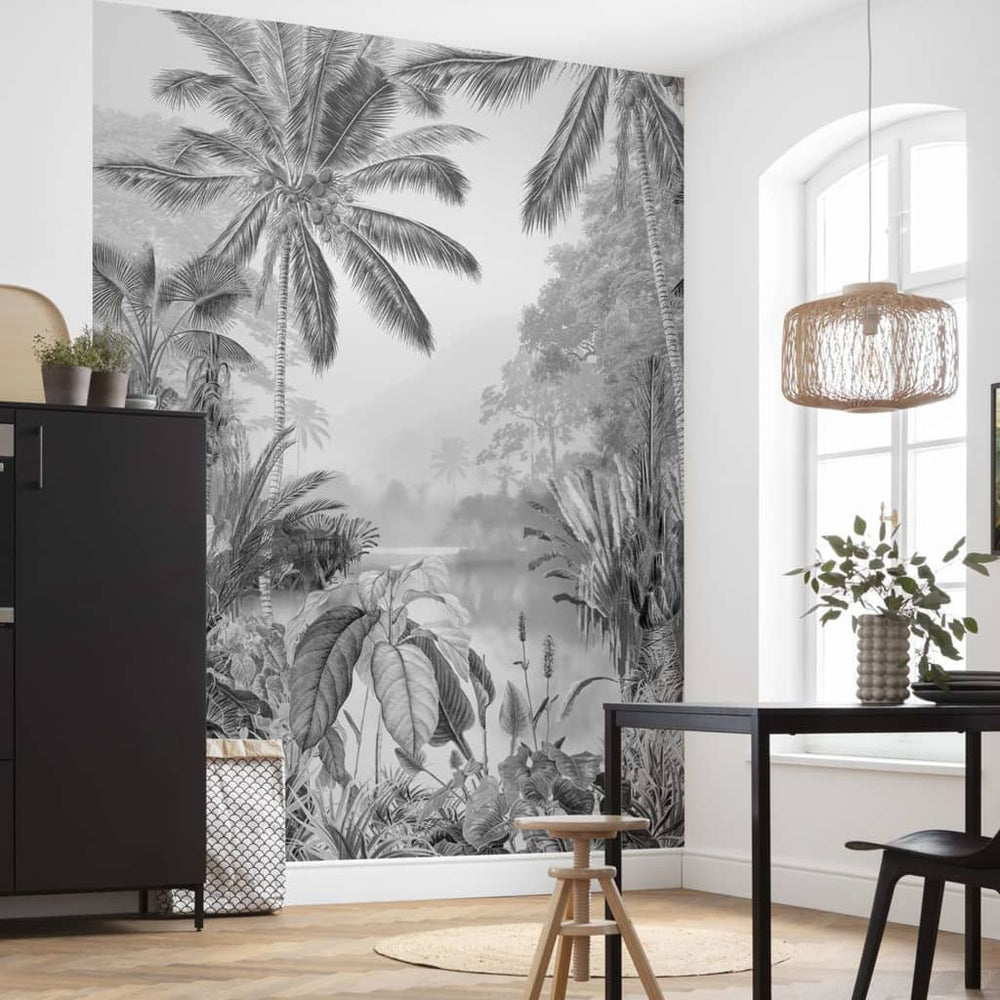 Komar fotobehang lak tropisch zwart wit 200x270 cm