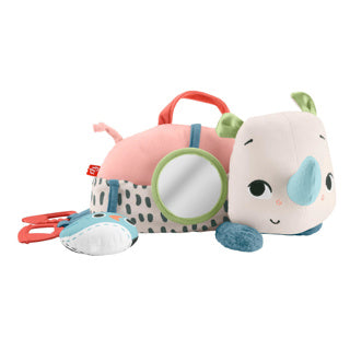 Fisher-price op de buik spelen zwervende neushoorn