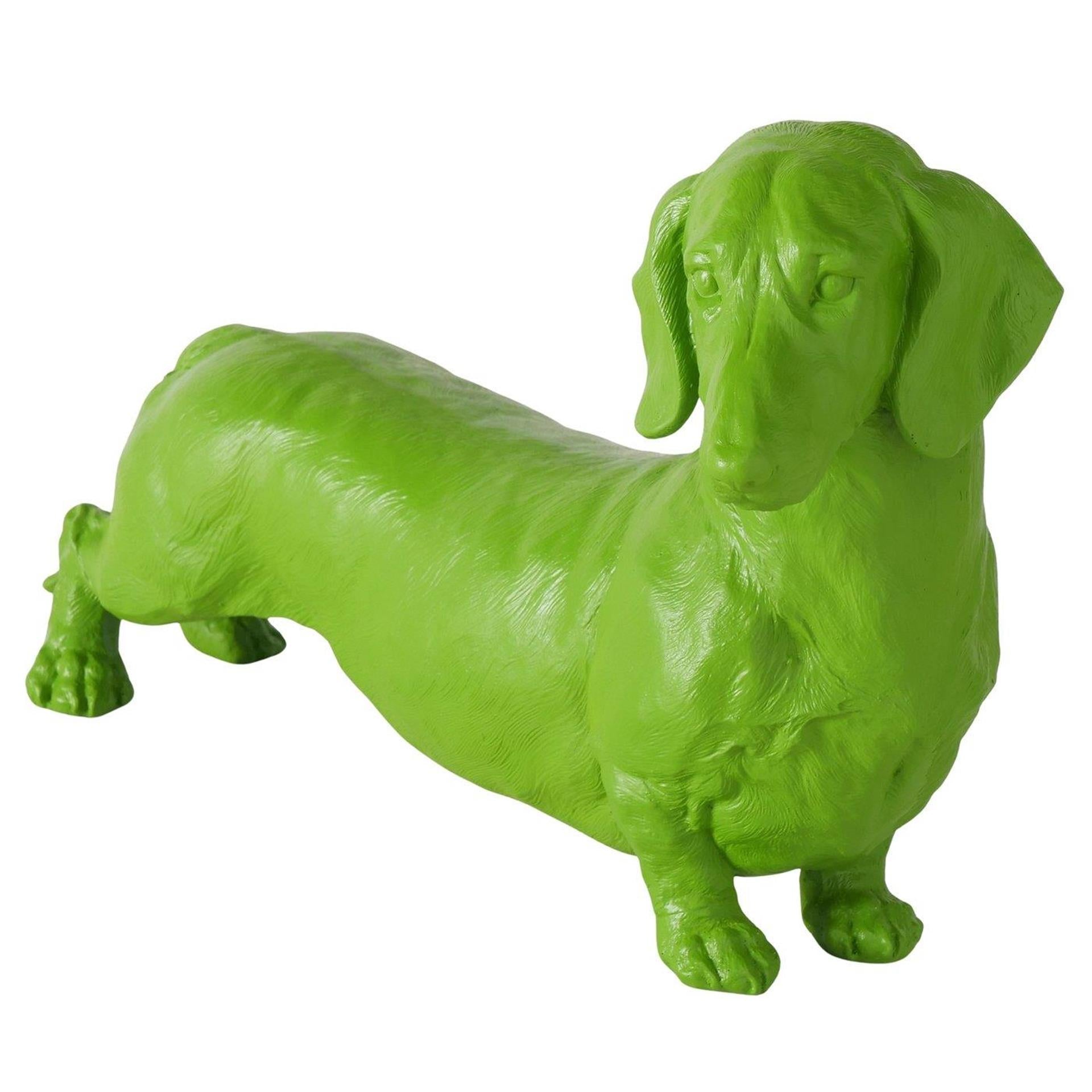 Boltze home figuur tekkel wuffy groen 38x18x24cm polyresin
