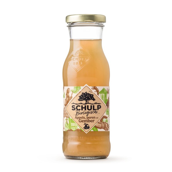 Schulp biologische appel, peer gembersap flesje (15x 20cl)