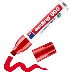 Edding 800 permanent marker – rood – 1 stift – beitel punt 4-12 mm - water en wrijfvast - voor karton, kunststof, hout, metaal, etc. - alcohol markers voor volwassenen