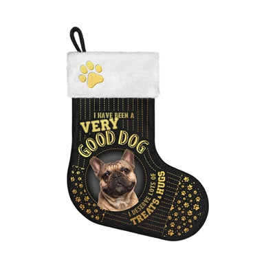 Plenty Gifts kerstsok franse bulldog zwart